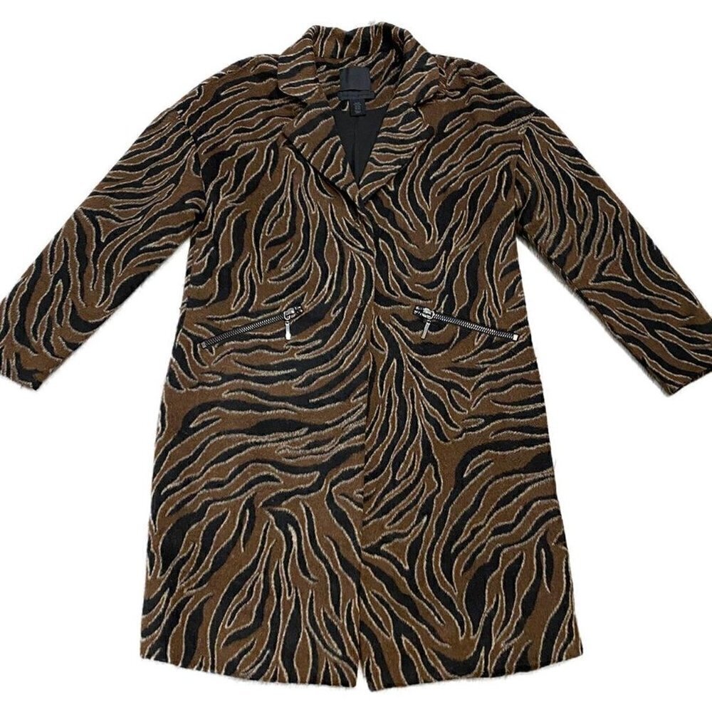 Maison Cinqcent 500 Designer Faux Fur 3% Wool Trench Jacket - Womens XS